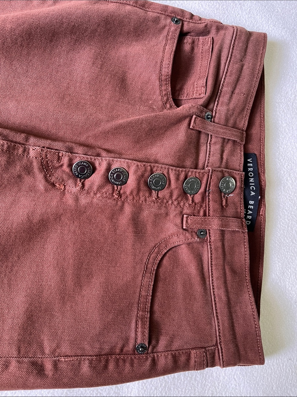 Veronica Beard Button-Fly Skinny highrise Jeans in Burnt Copper/brown - Picture 2 of 6